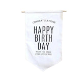 Happy Birthday Banner Flag | Style 1 D116 Set of 1 | M | Rice White